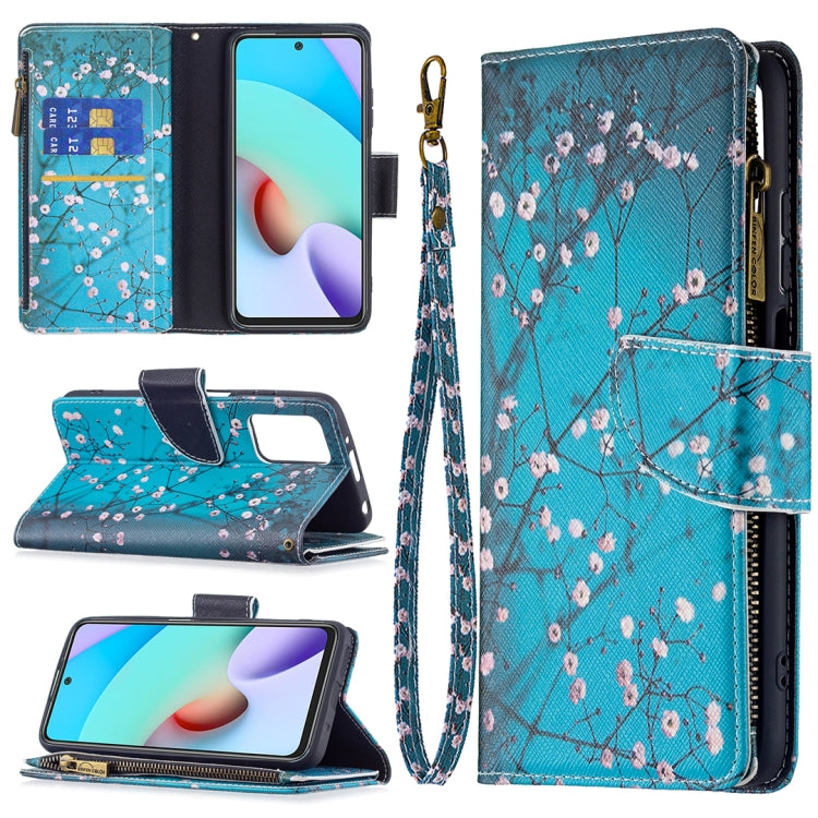 For Xiaomi Redmi 10 Colored Drawing Pattern Zipper Horizontal Flip Leather Case with Holder & Card Slots & Wallet(Plum Blossom) - Xiaomi Cases by buy2fix | Online Shopping UK | buy2fix