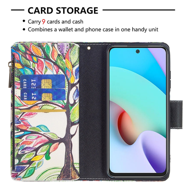 For Xiaomi Redmi 10 Colored Drawing Pattern Zipper Horizontal Flip Leather Case with Holder & Card Slots & Wallet(Tree) - Xiaomi Cases by buy2fix | Online Shopping UK | buy2fix