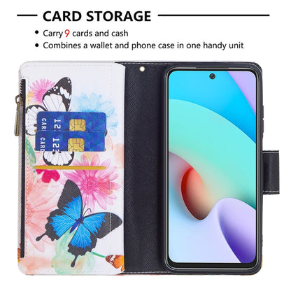 For Xiaomi Redmi 10 Colored Drawing Pattern Zipper Horizontal Flip Leather Case with Holder & Card Slots & Wallet(Two Butterflies) - Xiaomi Cases by buy2fix | Online Shopping UK | buy2fix