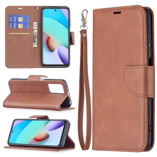 For Xiaomi Redmi 10 Retro Lambskin Texture Pure Color Horizontal Flip PU Leather Case with Holder & Card Slots & Wallet & Lanyard(Brown) - Xiaomi Cases by buy2fix | Online Shopping UK | buy2fix