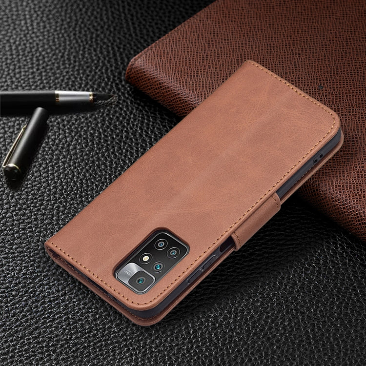 For Xiaomi Redmi 10 Retro Lambskin Texture Pure Color Horizontal Flip PU Leather Case with Holder & Card Slots & Wallet & Lanyard(Brown) - Xiaomi Cases by buy2fix | Online Shopping UK | buy2fix