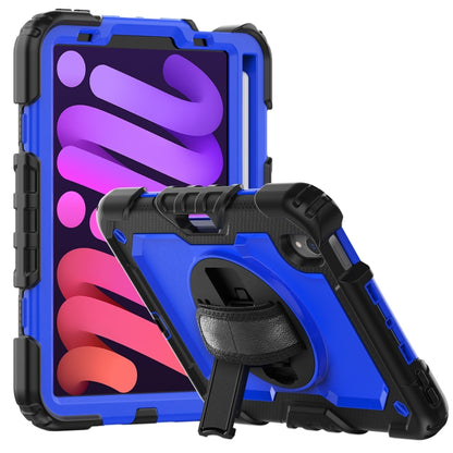 For iPad mini 6 Shockproof Silicone + PC Protective Tablet Case with Holder & Shoulder Strap & Pen Slot(Blue + Black) - iPad mini 6 Cases by buy2fix | Online Shopping UK | buy2fix