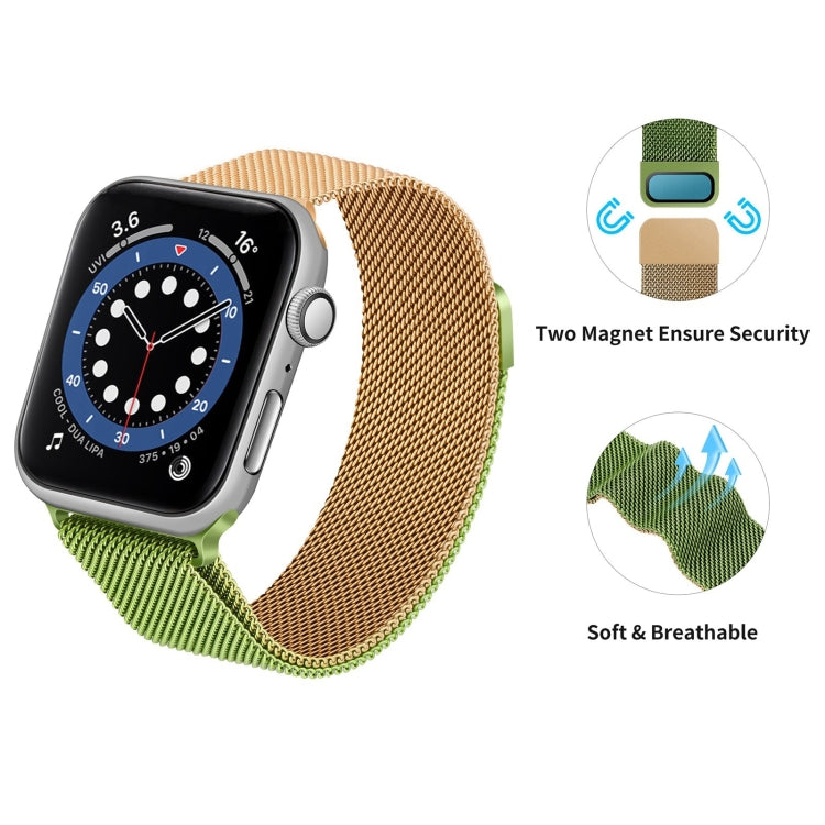 Gradient Color Milan Watch Band For Apple Watch Series 7 41mm/6&SE&5&4 40mm/3&2&1 38mm(Green Rose Gold) - Watch Bands by buy2fix | Online Shopping UK | buy2fix