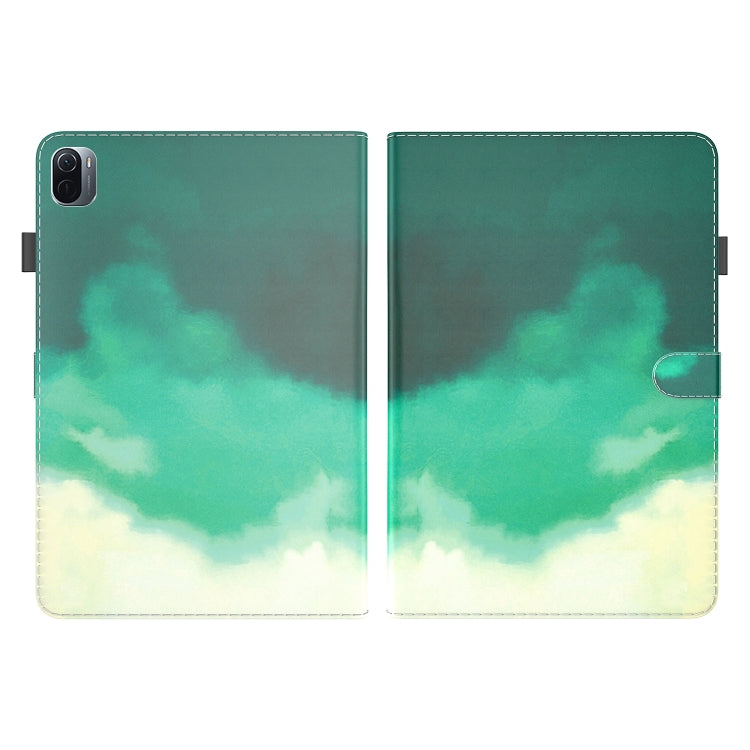 For Xiaomi Mi Pad 5 / 5 Pro Voltage Watercolor Pattern Skin Feel Magnetic Horizontal Flip PU Leather Case with Holder & Card Slots & Photo Frame & Sleep / Wake-up Function(Cyan Green) - More Tablet Cases by buy2fix | Online Shopping UK | buy2fix