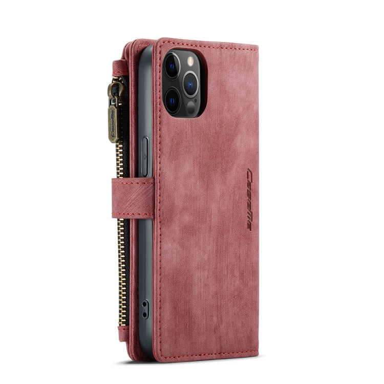 For iPhone 12 / 12 Pro CaseMe-C30 PU + TPU Multifunctional Horizontal Flip Leather Case with Holder & Card Slot & Wallet & Zipper Pocket(Red) - iPhone 12 / 12 Pro Cases by CaseMe | Online Shopping UK | buy2fix