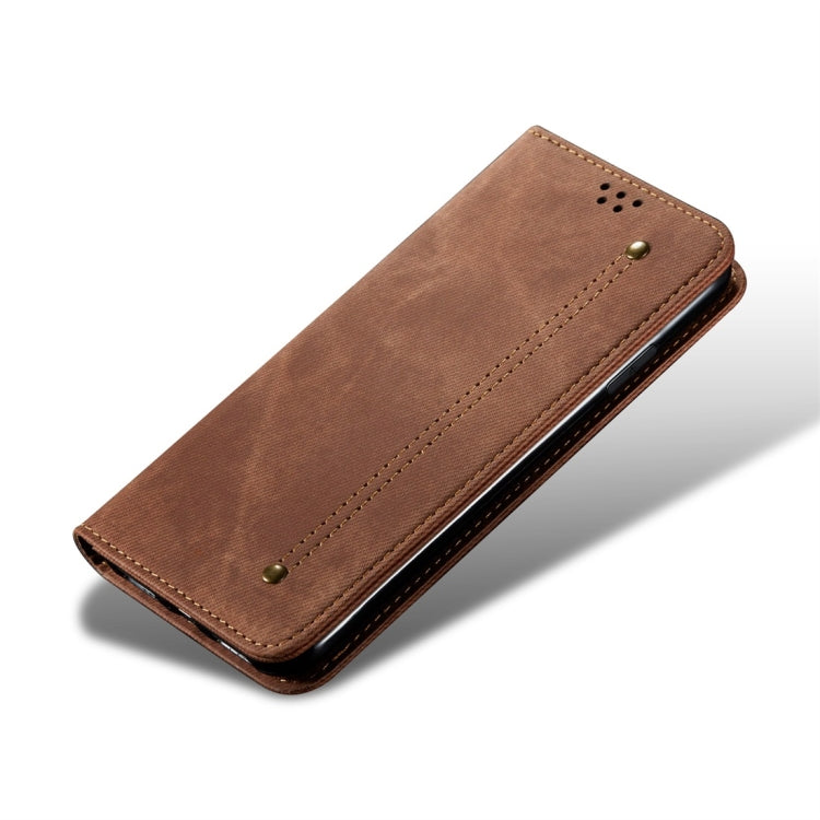 For OPPO Reno 2 Denim Texture Casual Style Horizontal Flip Leather Case with Holder & Card Slots & Wallet(Brown) - OPPO Cases by buy2fix | Online Shopping UK | buy2fix