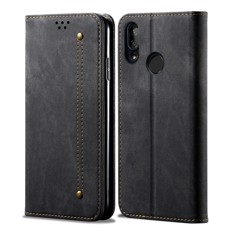 For Huawei Y9 (2019) Denim Texture Casual Style Horizontal Flip Leather Case with Holder & Card Slots & Wallet(Black) - Huawei Cases by buy2fix | Online Shopping UK | buy2fix