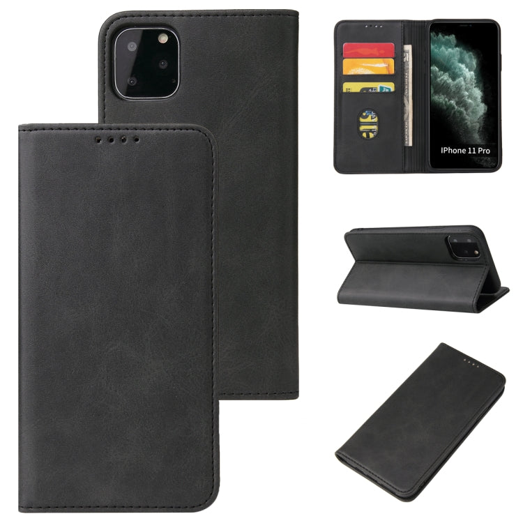 For iPhone 11 Pro Max Calf Texture Magnetic Horizontal Flip Leather Case with Holder & Card Slots & Wallet (Black) - iPhone 11 Pro Max Cases by buy2fix | Online Shopping UK | buy2fix