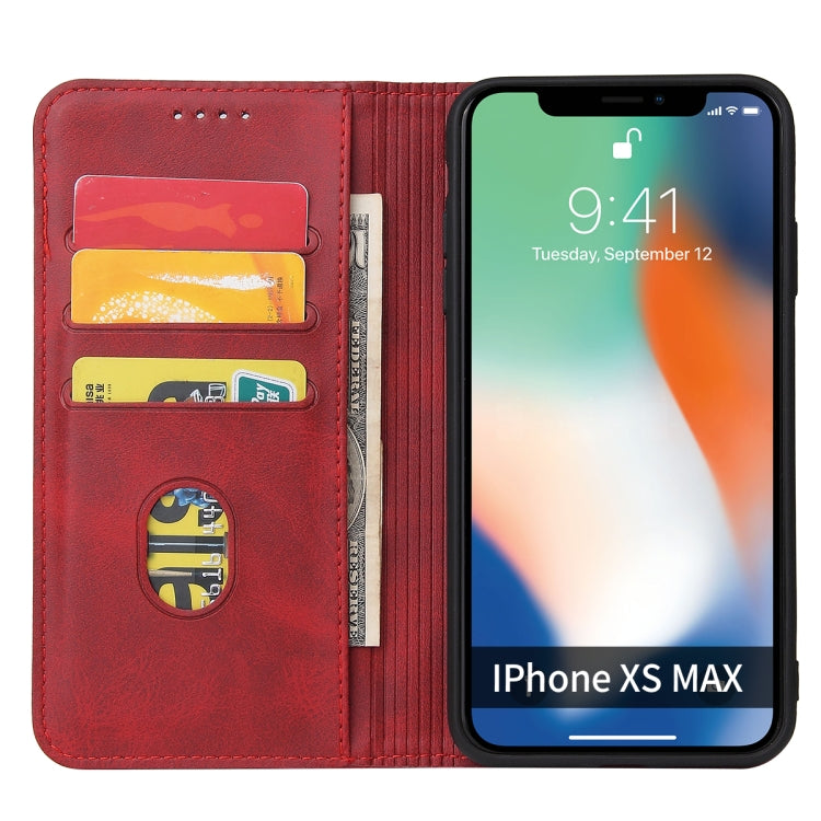 For iPhone X / XS Calf Texture Magnetic Horizontal Flip Leather Case with Holder & Card Slots & Wallet(Red) - More iPhone Cases by buy2fix | Online Shopping UK | buy2fix