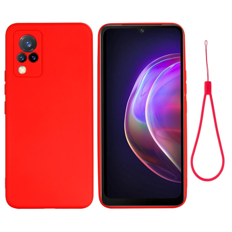 For vivo V21 5G / 4G Solid Color Liquid Silicone Shockproof Full Coverage Protective Case(Red) - vivo Cases by buy2fix | Online Shopping UK | buy2fix