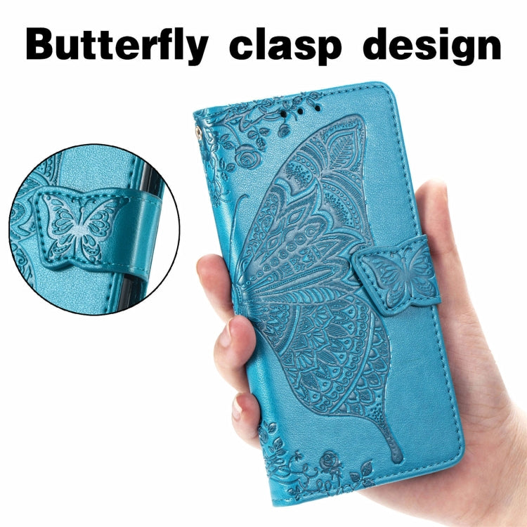 For Motorola Moto Edge 20 Lite Butterfly Love Flower Embossed Horizontal Flip Leather Case with Holder & Card Slots & Wallet & Lanyard(Blue) - Motorola Cases by buy2fix | Online Shopping UK | buy2fix