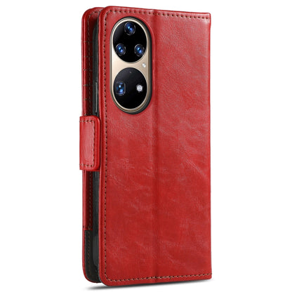 For Huawei P50 Pro CaseNeo Business Splicing Dual Magnetic Buckle Horizontal Flip PU Leather Case with Holder & Card Slots & Wallet(Red) - Huawei Cases by buy2fix | Online Shopping UK | buy2fix