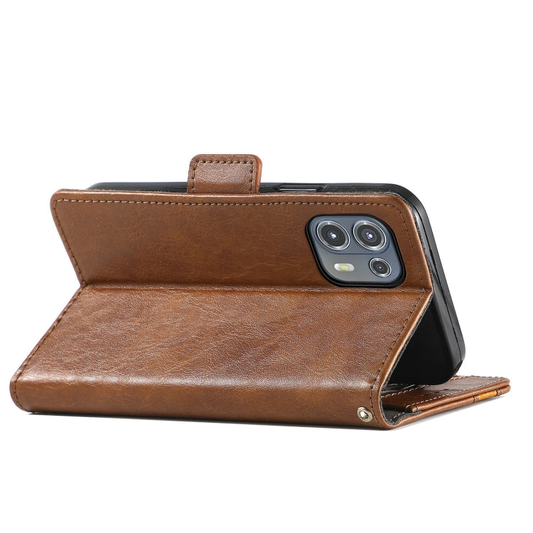 For Motorola Edge 20 Lite CaseNeo Business Splicing Dual Magnetic Buckle Horizontal Flip PU Leather Case with Holder & Card Slots & Wallet(Brown) - Motorola Cases by buy2fix | Online Shopping UK | buy2fix