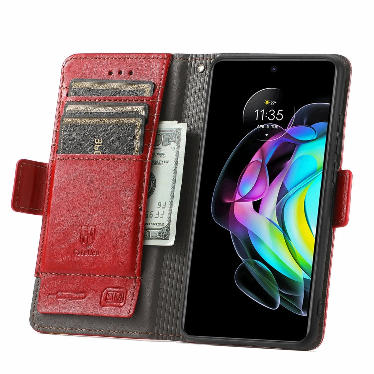 For Motorola Edge 20 CaseNeo Business Splicing Dual Magnetic Buckle Horizontal Flip PU Leather Case with Holder & Card Slots & Wallet(Red) - Motorola Cases by buy2fix | Online Shopping UK | buy2fix