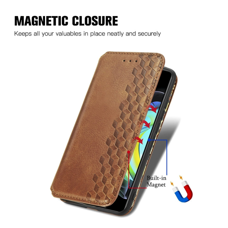 For Motorola Edge 20 Cubic Grid Pressed Horizontal Flip Magnetic PU Leather Case with Holder & Card Slots & Wallet(Brown) - Motorola Cases by buy2fix | Online Shopping UK | buy2fix