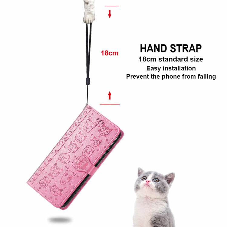 For Blackview A100 Lovely Cat and Dog Embossing Pattern Horizontal Flip Leather Case , with Holder & Card Slots & Wallet & Cartoon Clasp & Lanyard(Pink) - More Brand by buy2fix | Online Shopping UK | buy2fix