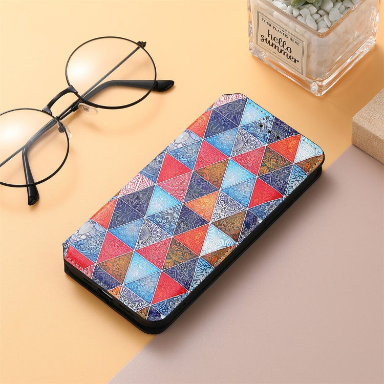 For Motorola Edge 20 Lite Colorful Magnetic Horizontal Flip PU Leather Case with Holder & Card Slot & Wallet(Rhombus Mandala) - Motorola Cases by buy2fix | Online Shopping UK | buy2fix