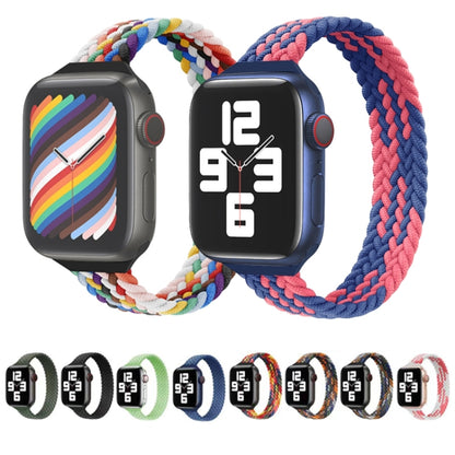 Small Waist Single Loop Nylon Braid Watch Band For Apple Watch Ultra 49mm&Watch Ultra 2 49mm / Series 9&8&7 45mm / SE 3&SE 2&6&SE&5&4 44mm / 3&2&1 42mm, Szie: XS 135mm(Z Pattern-Blue Pink) - Watch Bands by buy2fix | Online Shopping UK | buy2fix