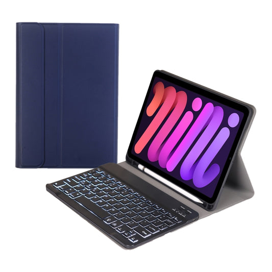 A06BS Ultra-thin Backlight Bluetooth Keyboard Leather Tablet Case with Holder & Pen Slot For iPad mini 6(Dark Blue) - For iPad mini by buy2fix | Online Shopping UK | buy2fix