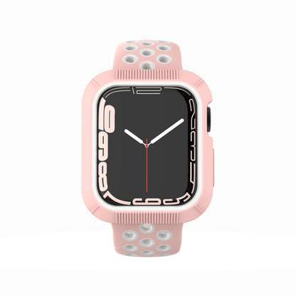 Shockproof PC Protective Case For Apple Watch Series 8 / 7 45mm / 6&SE&5&4 44mm / 3&2&1 42mm(Pink + White) - Watch Cases by buy2fix | Online Shopping UK | buy2fix