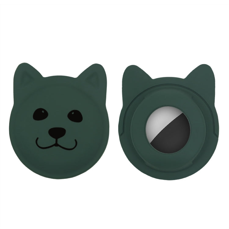 Serious Face Cute Cartoon Pet Collar Anti-lost Tracker Silicone Case For AirTag(Dark Green) - Pet Series by Mutural | Online Shopping UK | buy2fix