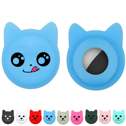 Hanhan Smiley Cute Cartoon Pet Collar Anti-lost Tracker Silicone Case For AirTag(Fluorescent Blue) - Pet Series by Mutural | Online Shopping UK | buy2fix