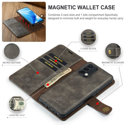 For OnePlus Nord 2 5G DG.MING Crazy Horse Texture Flip Detachable Magnetic Leather Case with Holder & Card Slots & Wallet(Grey) - OnePlus Cases by DG.MING | Online Shopping UK | buy2fix