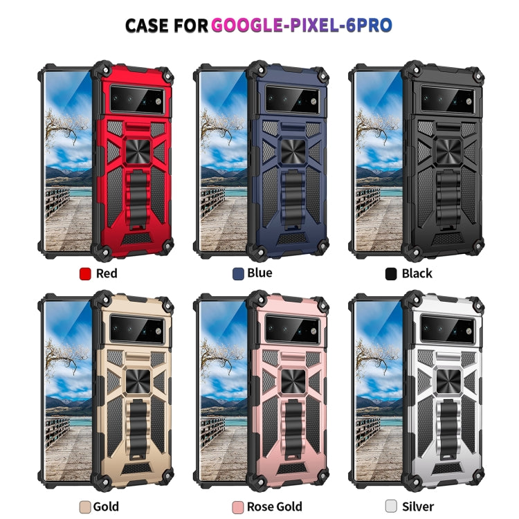 For Google Pixel 6 Pro Armor Shockproof TPU + PC Magnetic Phone Case with Holder(Black) - Google Cases by buy2fix | Online Shopping UK | buy2fix