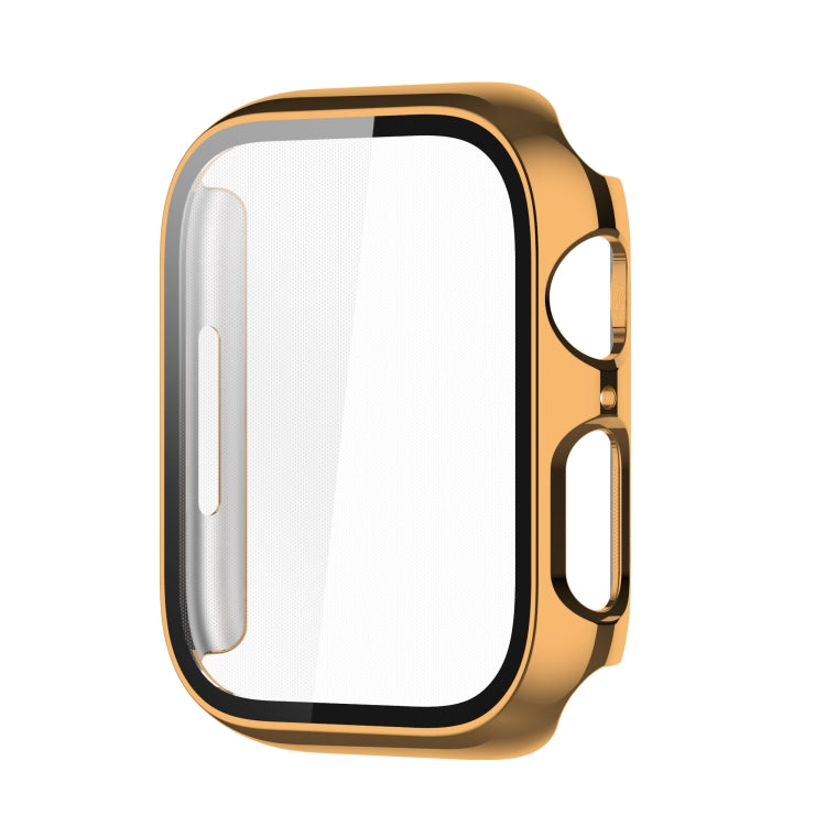 Electroplating Shockproof PC Protective Case with Tempered Glass Film For Apple Watch Series 9 / 8 / 7 45mm(Gold) - Watch Cases by buy2fix | Online Shopping UK | buy2fix