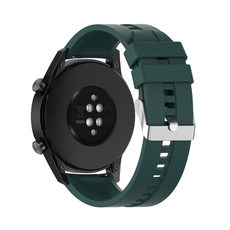 For Huawei Watch GT 3 42mm 20mm Silicone Silver Buckle Watch Band(Dark Green) - Watch Bands by buy2fix | Online Shopping UK | buy2fix