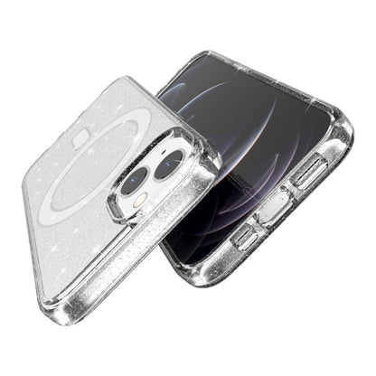 For iPhone 13 mini Terminator Style Glitter Powder MagSafe Magnetic Phone Case (White) - iPhone 13 mini Cases by buy2fix | Online Shopping UK | buy2fix