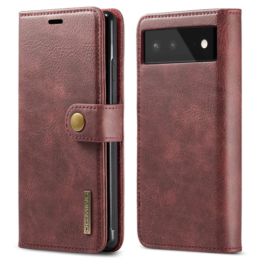 For Google Pixel 6 DG.MING Crazy Horse Texture Detachable Magnetic Leather Phone Case(Red) - Google Cases by DG.MING | Online Shopping UK | buy2fix