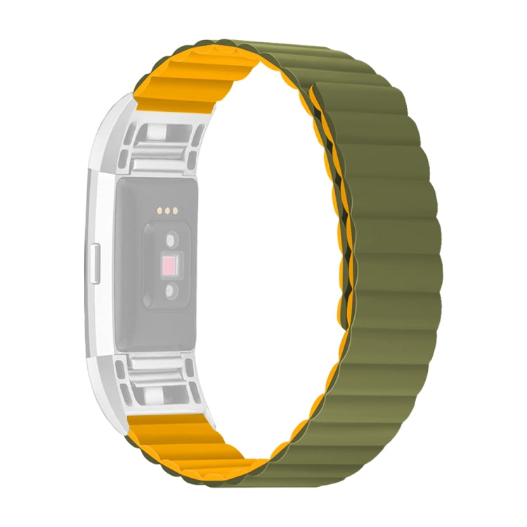 For Fitbit Charge 2 Silicone Magnetic Watch Band(Army Green) - Watch Bands by buy2fix | Online Shopping UK | buy2fix