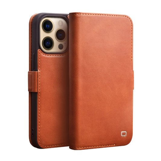 For iPhone 13 Pro QIALINO Magnetic Buckle Leather Phone Case (Brown) - iPhone 13 Pro Cases by QIALINO | Online Shopping UK | buy2fix