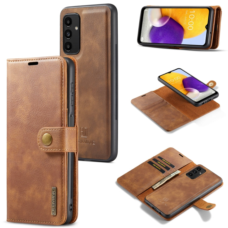 For Samsung Galaxy A13 4G DG.MING Crazy Horse Texture Detachable Magnetic Leather Phone Case(Brown) - Galaxy Phone Cases by DG.MING | Online Shopping UK | buy2fix