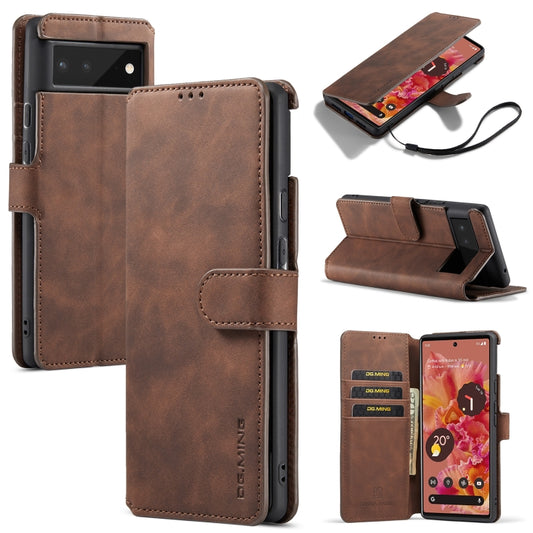 For Google Pixel 6 DG.MING Retro Oil Side Horizontal Flip Leather Case with Holder & Card Slots & Wallet(Coffee) - Google Cases by DG.MING | Online Shopping UK | buy2fix