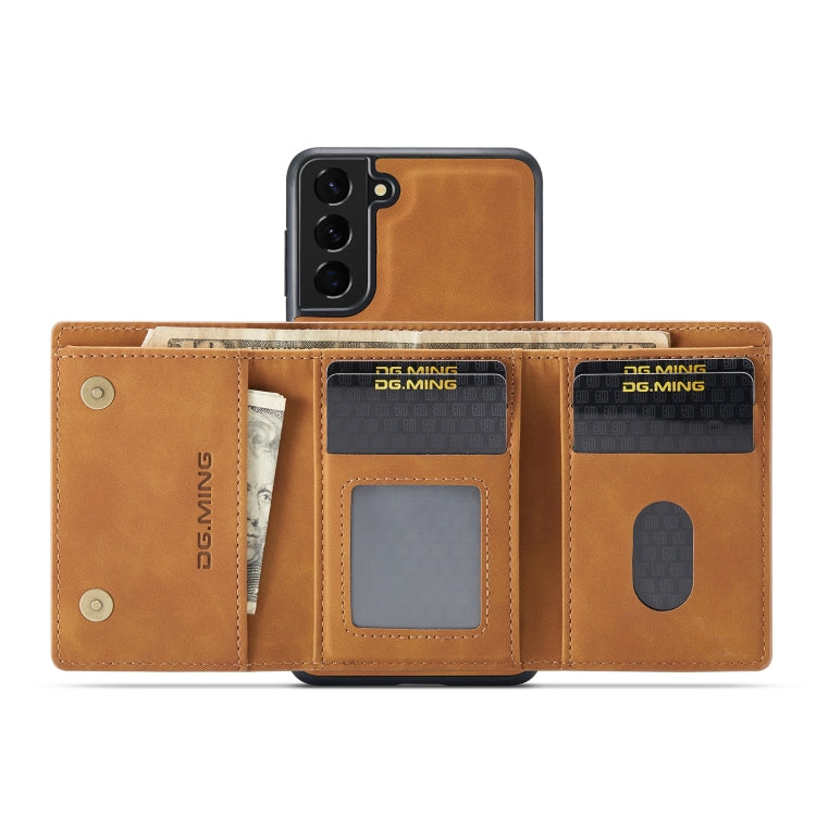 For Samsung Galaxy S22 5G DG.MING M1 Series 3-Fold Multi Card Wallet Phone Case(Brown) - Galaxy S22 5G Cases by DG.MING | Online Shopping UK | buy2fix