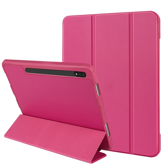 For Samsung Galaxy Tab S8 / X700 3-folding Honeycomb TPU Smart Leather Tablet Case(Rose Red) - Galaxy Tab S7 by buy2fix | Online Shopping UK | buy2fix