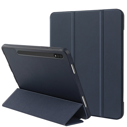 For Samsung Galaxy Tab S8 / X700 3-folding Honeycomb TPU Smart Leather Tablet Case(Dark Blue) - Galaxy Tab S7 by buy2fix | Online Shopping UK | buy2fix