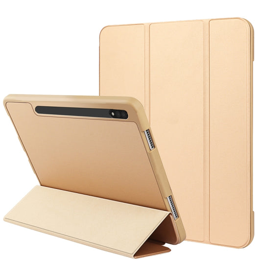 For Samsung Galaxy Tab S8 Ultra / X900 3-folding Honeycomb TPU Smart Leather Tablet Case(Gold) - Other Galaxy Tab PC by buy2fix | Online Shopping UK | buy2fix