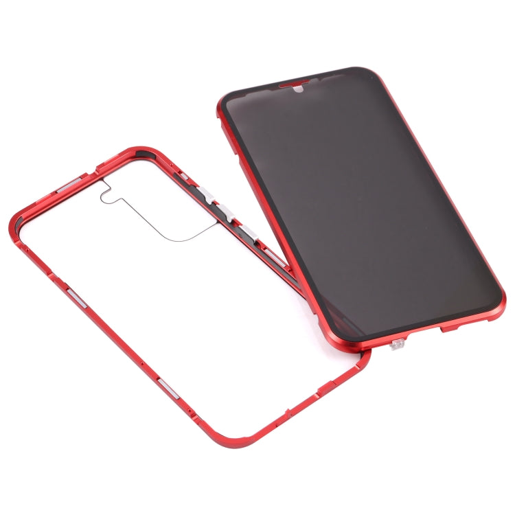 For Samsung Galaxy S22 5G Anti-peeping Magnetic Double-sided Tempered Glass Phone Case(Red) - Galaxy S22 5G Cases by buy2fix | Online Shopping UK | buy2fix