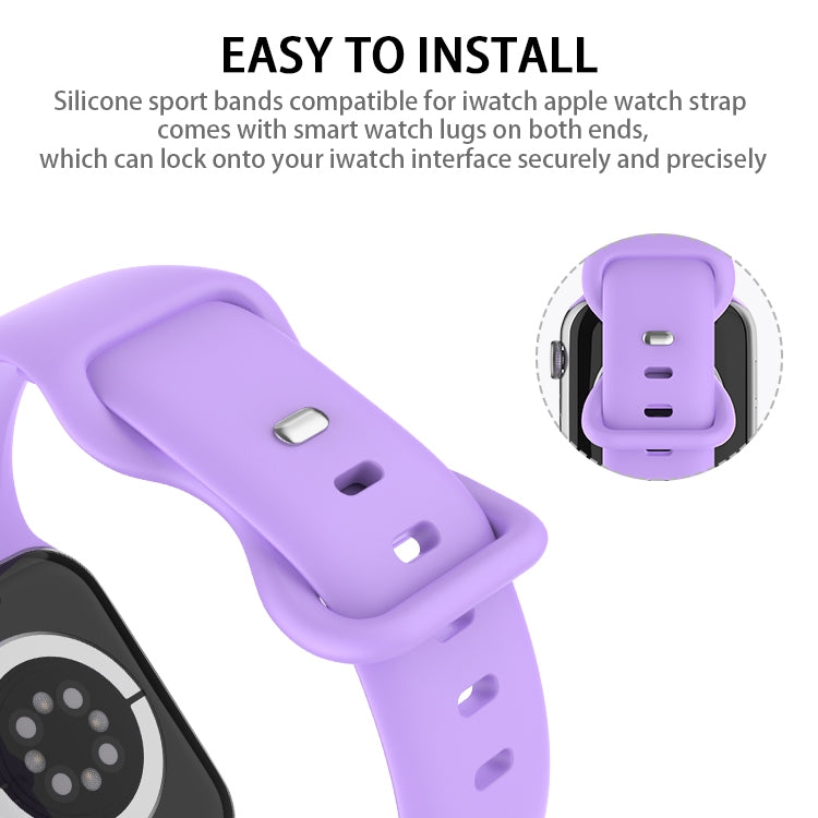 Butterfly Buckle Silicone Watch Band, Size: S For Apple Watch Ultra 49mm&Watch Ultra 2 49mm / Series 9&8&7 45mm / SE 3&SE 2&6&SE&5&4 44mm / 3&2&1 42mm(Lavender Grey) - Watch Bands by buy2fix | Online Shopping UK | buy2fix