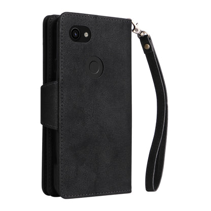 For Google Pixel 3A Rivet Buckle 9 Cards Three Fold Leather Phone Case(Black) - Google Cases by buy2fix | Online Shopping UK | buy2fix