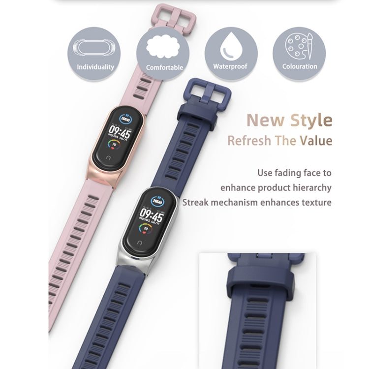 For Xiaomi Mi Band 6 / 5 / 4 / 3 Mijobs Flat Hole Silicone Watch Band, Style:GT Case(Grey+Silver) - Watch Bands by MIJOBS | Online Shopping UK | buy2fix