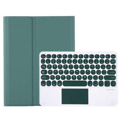 YA700B-A Candy Color Skin Feel Texture Round Keycap Bluetooth Keyboard Leather Case with Touchpad For Samsung Galaxy Tab S8 11 inch SM-X700 / SM-X706 & S7 11 inch SM-X700 / SM-T875(Dark Green) - Samsung Keyboard by buy2fix | Online Shopping UK | buy2fix