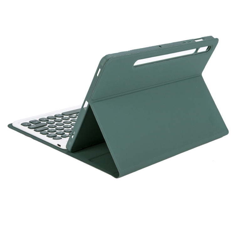 YA08B Candy Color Skin Feel Texture Round Keycap Bluetooth Keyboard Leather Case For Samsung Galaxy Tab A8 10.5 2021 SM-X200 / SM-X205(Dark Green) - Samsung Keyboard by buy2fix | Online Shopping UK | buy2fix