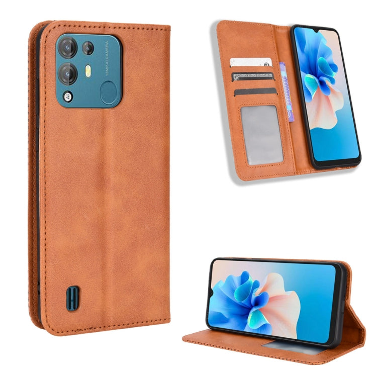 For Blackview A55 Pro Magnetic Buckle Retro Texture Leather Phone Case(Brown) - More Brand by buy2fix | Online Shopping UK | buy2fix