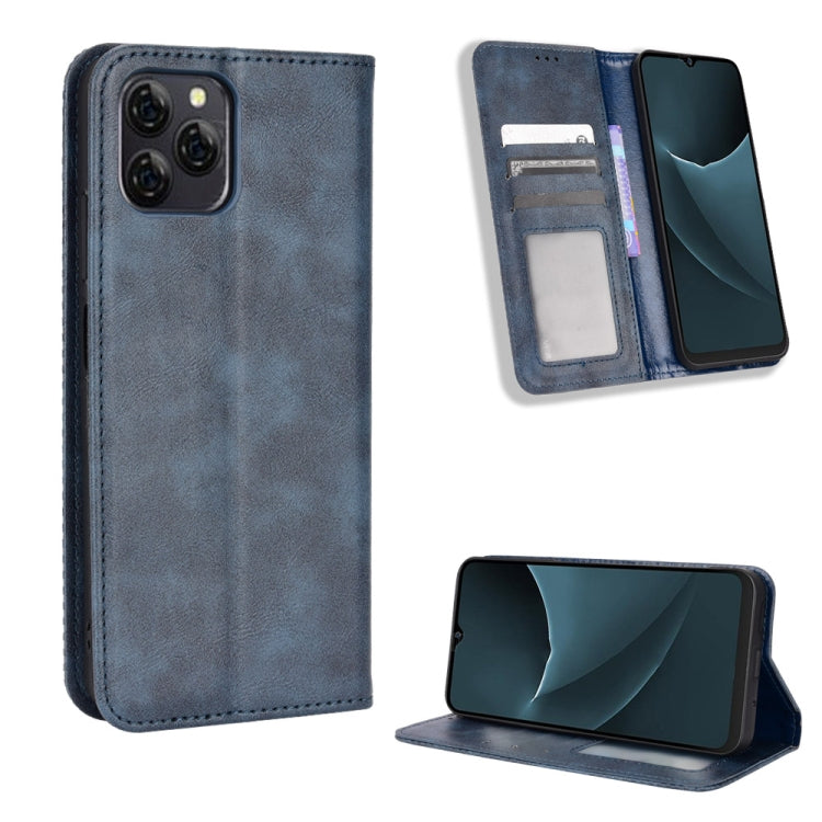 For Blackview A95 Magnetic Buckle Retro Texture Leather Phone Case(Blue) - More Brand by buy2fix | Online Shopping UK | buy2fix