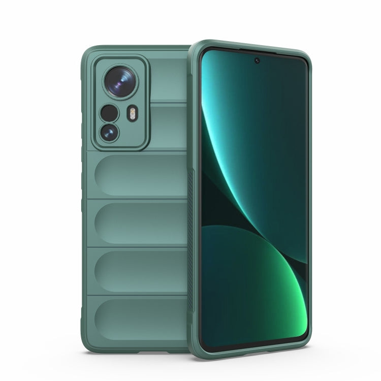 For Xiaomi 12 Pro Magic Shield TPU + Flannel Phone Case(Dark Green) - Xiaomi Cases by buy2fix | Online Shopping UK | buy2fix