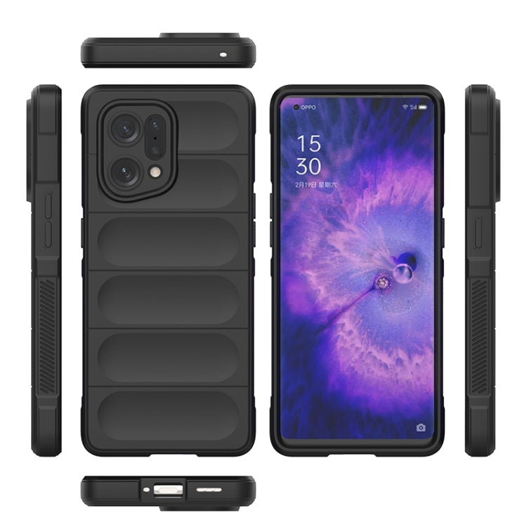 For OPPO Find X5 Magic Shield TPU + Flannel Phone Case(Black) - OPPO Cases by buy2fix | Online Shopping UK | buy2fix